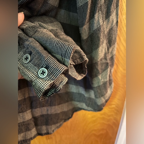 Free People Fawn over you plaid button down peasant shirt M - Picture 4 of 12